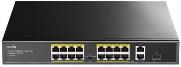 CUDY 16-Port 10/100M PoE+ Switch with 2 Gigabit Uplink and 1 SFP Port 200W