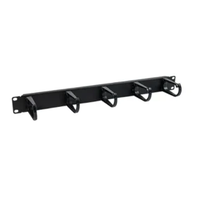GERMA GM-FORG01U19 - 1U Guide-câble 19" avec poils, métal noir, pour acheminement horizontal ou vertical des câbles