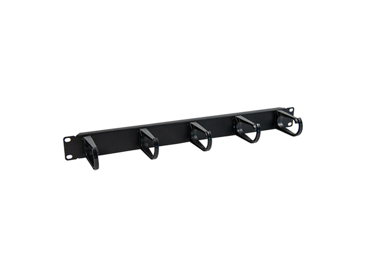 GERMA GM-FORG01U19 - 1U Guide-câble 19" avec poils, métal noir, pour acheminement horizontal ou vertical des câbles